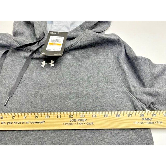 Womens Small Under Armour Essential Grey Fleece Hustle Hoodie Hoody Pullover NEW - Picture 3 of 6
